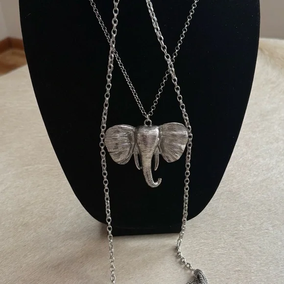 Silver Elephant Pendant Necklace - Picture 10 of 11